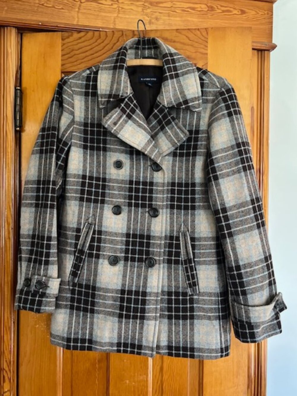Lands' End Double-Breasted Classic Plaid Wool-Blend Lined Peacoat Woman 6
